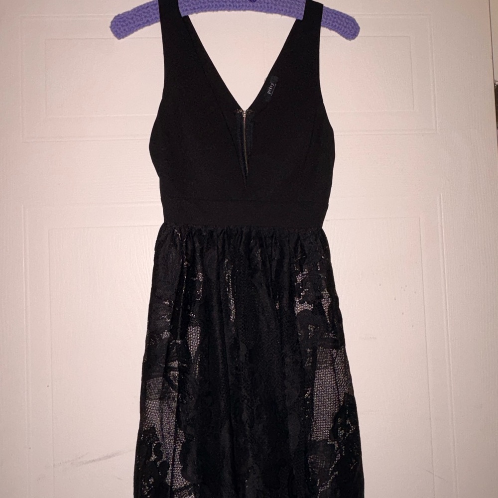 privy Black Lace Midi Dress with V-Neck